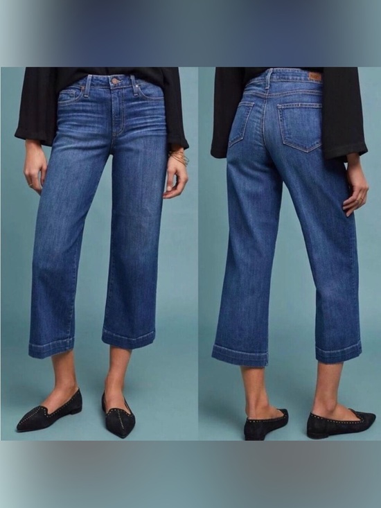 PAIGE Denim - Paige Nellie Wide Leg Cropped Culotte Jeans 26 Effie Blue Casual Classic Chic